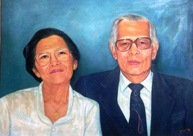 Ibu dan ayah saya dalam lukisan buatan 1996. (Foto: Ruth Sinaulan)