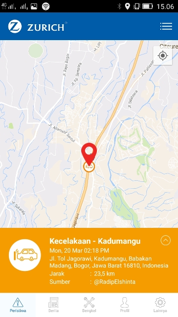 Kejadian kecelakaan bisa kita pantau dari aplikasi Z-Alert