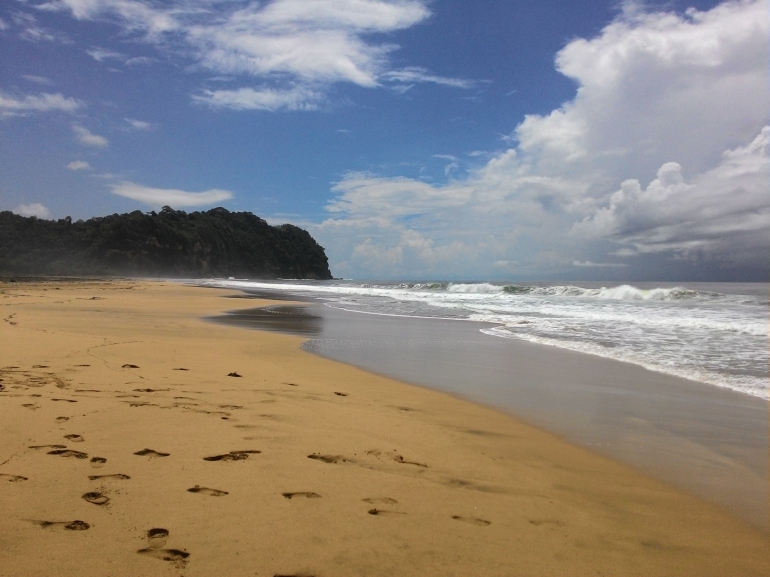 Garis pantai yang panjang di Pantai Dlodo