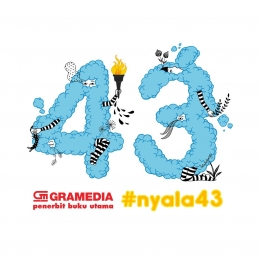 Desain logo ulang tahun Gramedia Pustaka Utama ke -43 | Sumber: Twitter resmi Gramedia Pustaka Utama