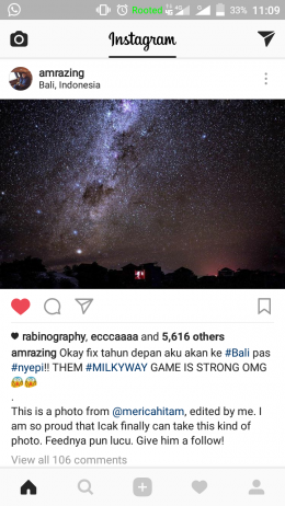 Kekaguman Alexander Thian (@amrazing) pada Akun Instagram-nya / dap