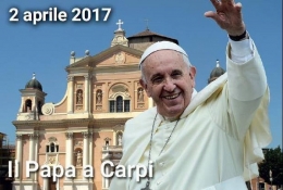 Paus berlatar gereja di kota Carpi, FOTO: papaboys.org