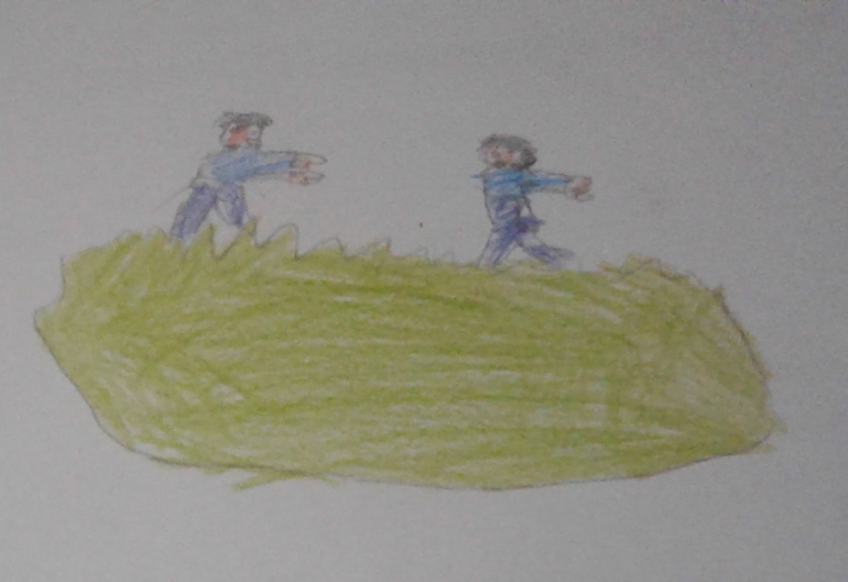 Aku dan abang, lari-lari di puncak bukit Goagong (Ilustrated by Xien Lintang Tuahnaru)