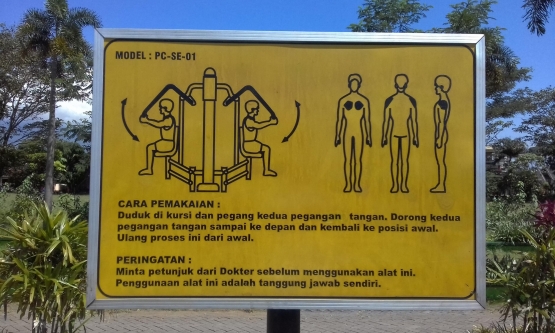 Papan petunjuk penggunaan peralatan dan peringatan di Taman Bugar Merjosari Malang/Dok. Pribadi