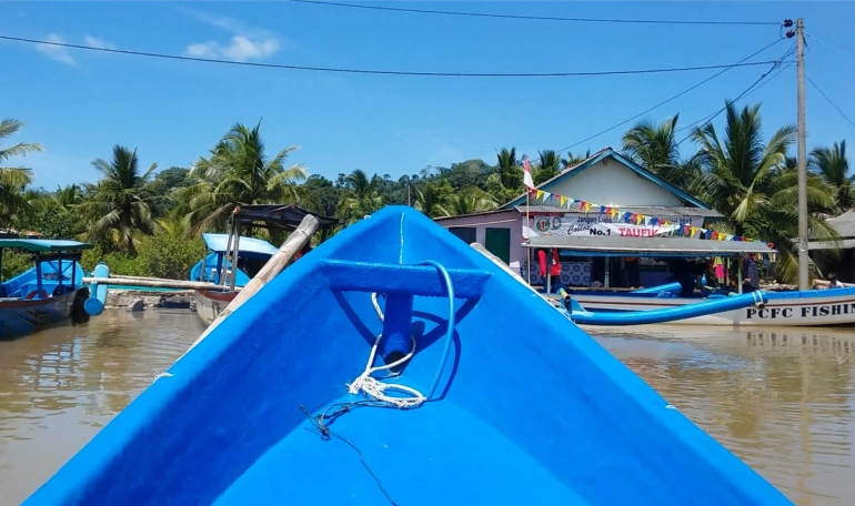 Tempat Perahu Bersandar Di Kampung Mangunjaya, Tempat Goa Berada | Foto. Dok. pribadi