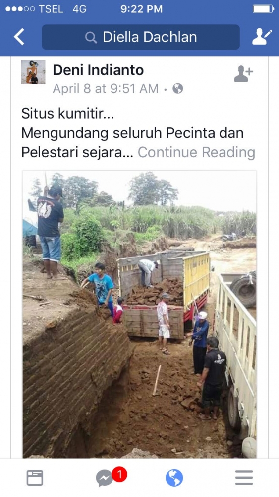 Postingan Deni Indianto di Facebook, 8 April 2017