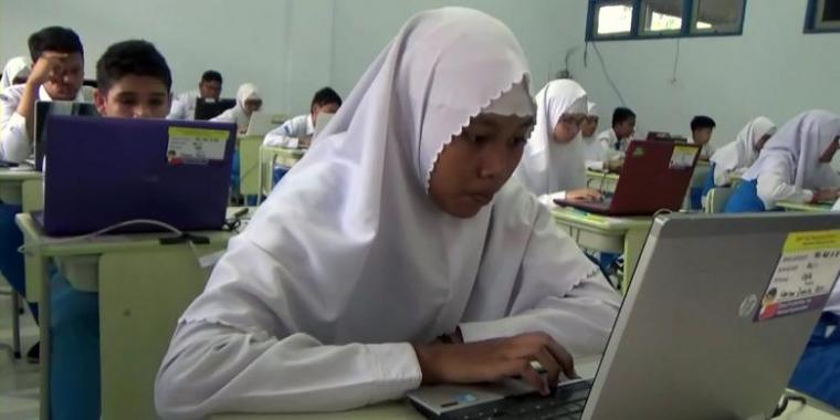 Suasana saat ujian UNBK SMK N Saptosari, Gunung Kidul (Kontributor Yogyakarta, Wijaya Kusuma)