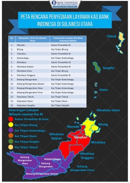 Peta Rencana Penyediaan Layanan Kas BI di Sulawesi Utara. | Sumber : Bank Indonesia