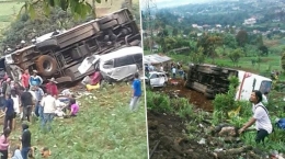 Kecelakaan bus di Ciloto, Cianjur - foto: bogor.tribunnews.com