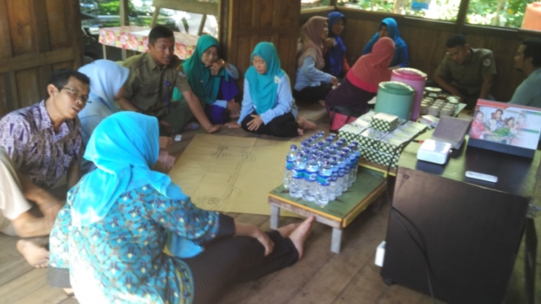 Peserta workshop pandan-HHBK berdiskusi untuk menginventarisasi sebaran tumbuhan pandan di KKU. Foto dok. Yayasan Palung