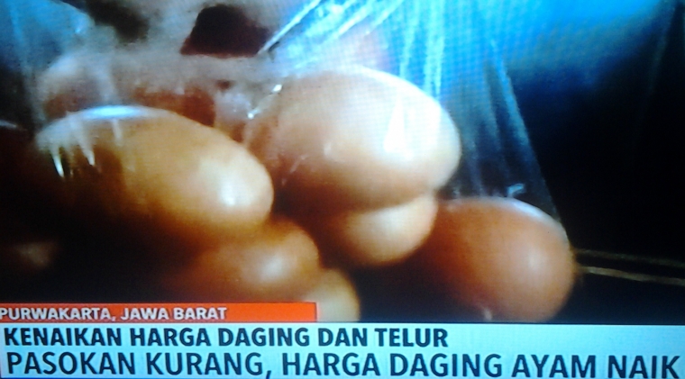 Berita di salah satu stasiun TV Swasta naiknya harga bahan pokok. Dokpri