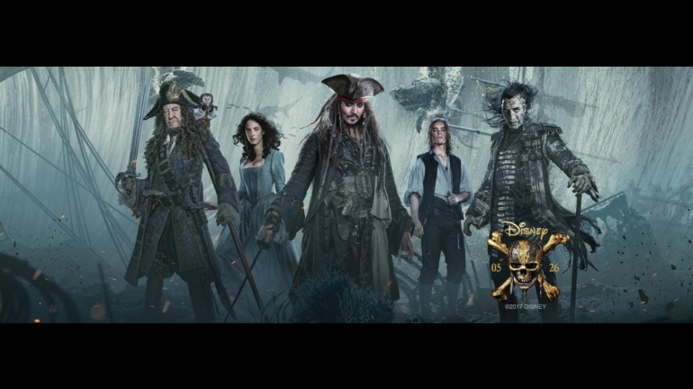 Kapten Barbossa, Carina, Jack, Henry, dan Salazar berpetualang mencari trisula Poseidon (dok. IMDB)
