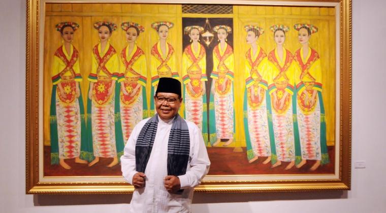 Sarnadi dan lukisannya (Sumber: www.harnas.co)