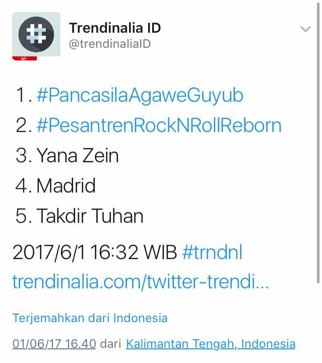 catatan trending topic Indonesia yang dilaporkan trendinalia (www.trendinalia.com)