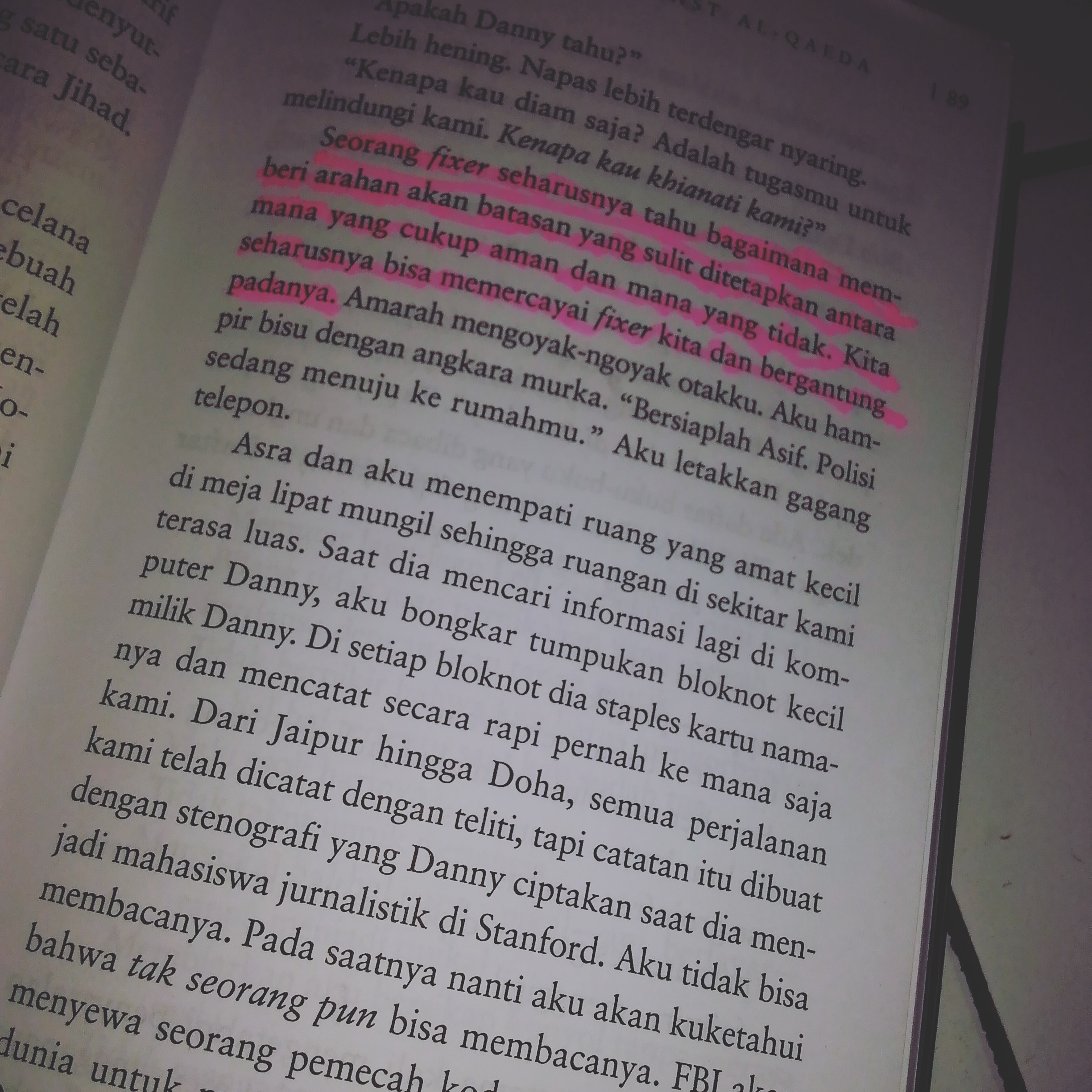 Potongan buku A mighty heart dalam bahasa Indonesia yang ditulis Marriane pearl dok Syifa