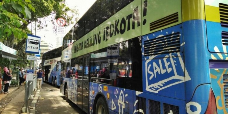 Bus Wisata Jakarta, alternatif transportasi wisata bagi wisatawan di Jakarta.(KOMPAS.COM/Alek Kurniawan)