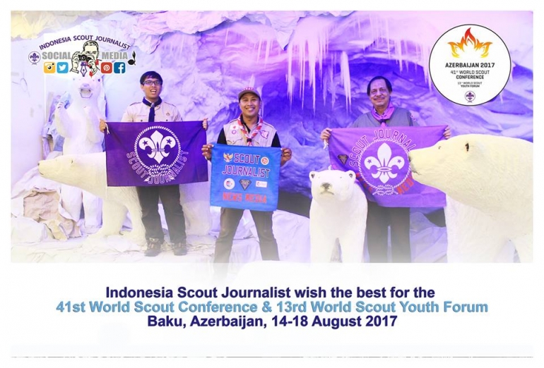 Para anggota Indonesia Scout Journalist ikut menyambut WSYF dan WSC 2017. (Foto: ISJ)