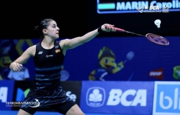 juara dunia Carolina Marin langsung tumbang di babak 1 Indonesia Open 2017/foto: djarumbadminton.com
