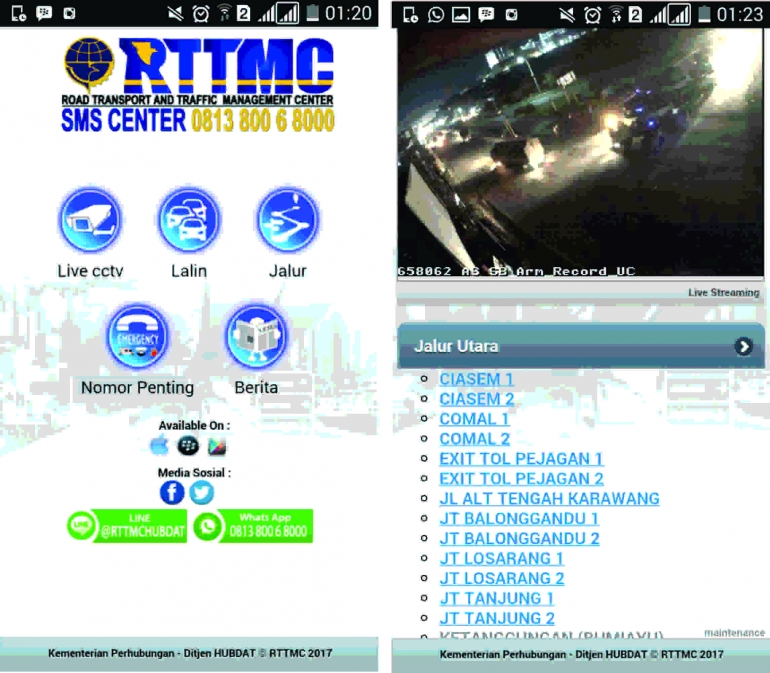 Tampilan aplikasi RTTMC yang memudahkan pemudik mendapat informasi | gambar dok.pribadi