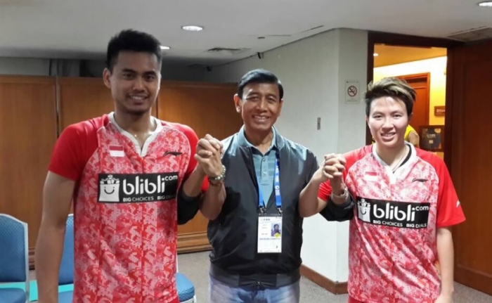 Pertemuan Owi/Butet dengan Wiranto setelah laga semifinal. (sumber foto: PBSI)