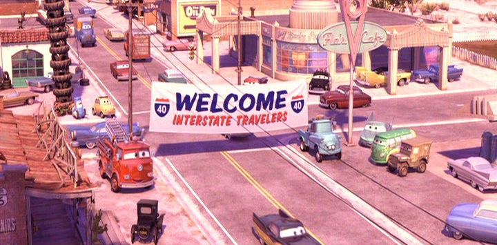 Kota Radiator Spring dalam film The Cars. (Sumber gambar: www.pcmode.org)