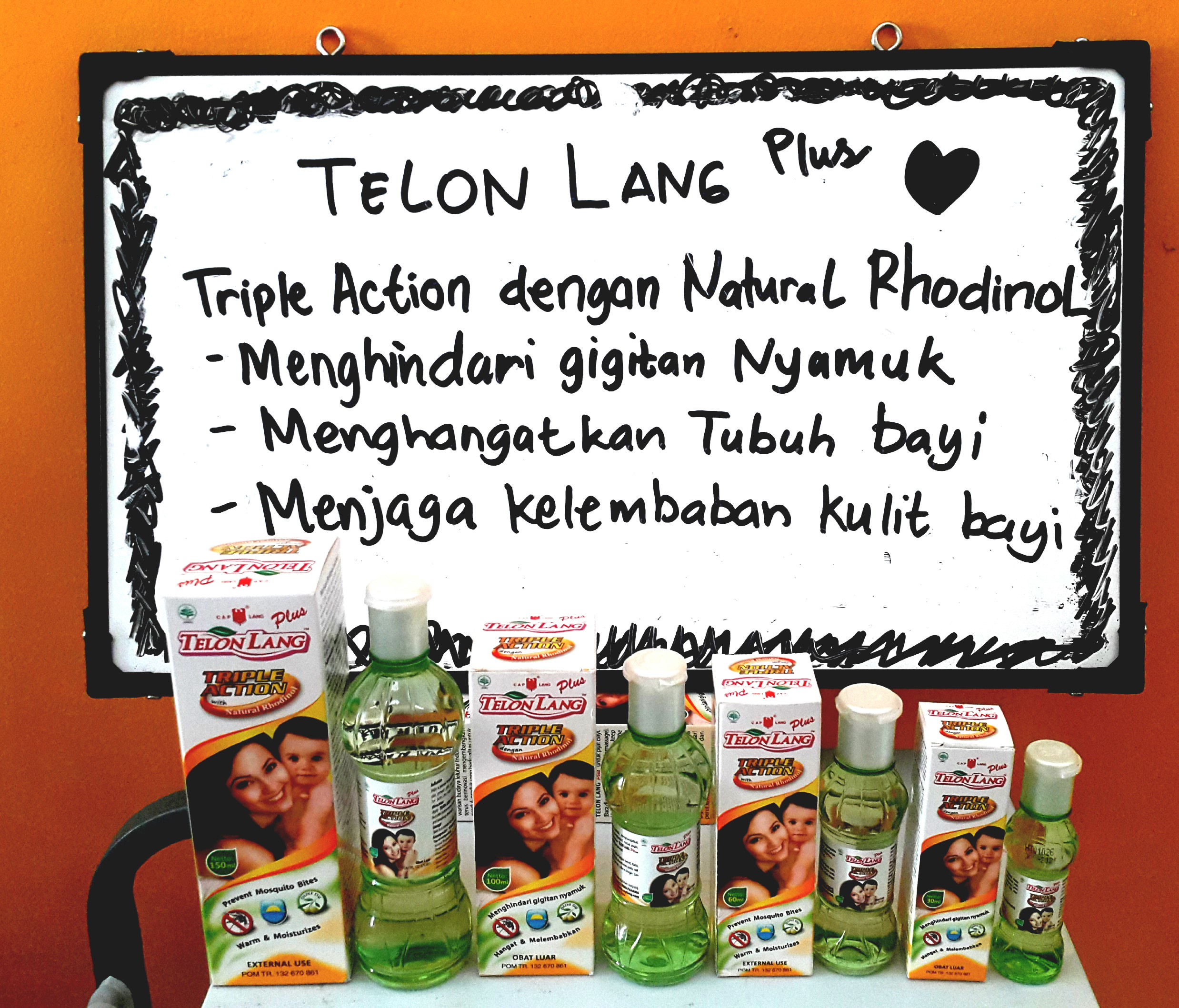 Telon Lang Plus tersedia dalam ukuran 30ml, 60ml, 100ml, 150ml