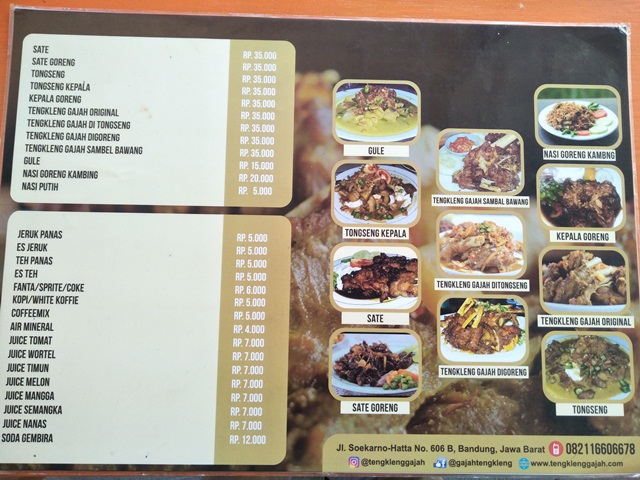 Daftar Menu Tengkleng Gajah (dok pri)