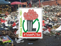 Sampah dan Logo Koalisi Nasional Tolak Bakar Sampah (dok-asrul)