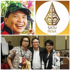 Foto: Nasir Tamara, logo Satupena dan Mikke, Nasir dan Imelda