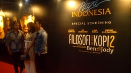 Chicco Jerikho, Rio Dewanto, dan Luna Maya saat Spesial Screening Filosofi Kopi 2 Ben & Jody di Plaza Indonesia