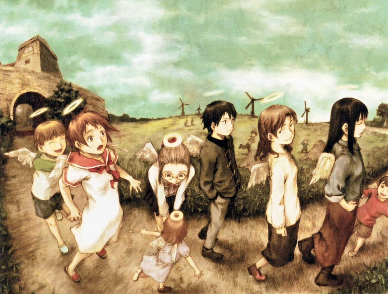 1. Anak-anak haibane, dalam film seri animasi Haibane Renmei (2002) yang dibuat berdasarkan komik indie karya Yoshitoshi Abe.   Berkisah tentang apa artinya menjadi manusia, dengan seakan-akan membiarkan penontonnya memaknai episode-episodenya secara personal, dan menerapkan interpretasi masing-masing bagi dirinya sendiri.
