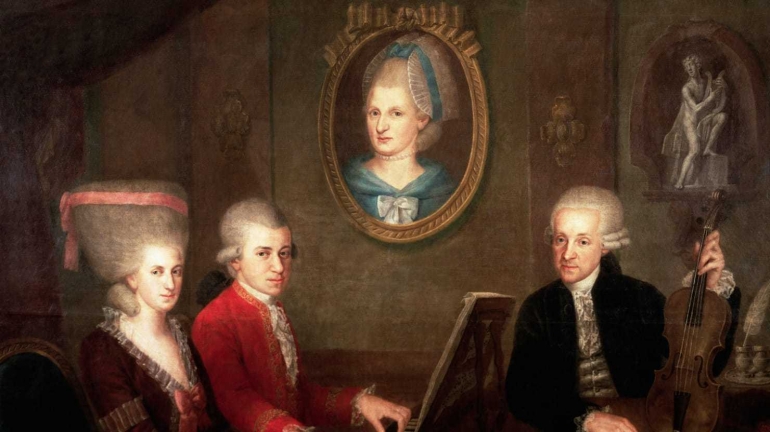 Mozart dengan keluarganya. (gambar Mozart Museum Salsberg)