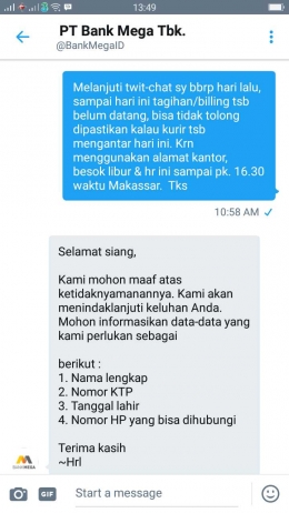 Percakapan dengan bank Mega 5