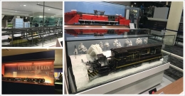 foto kiri atas: miniatur jalur kereta api; foto kiri bawah: pameran bertema khusus 