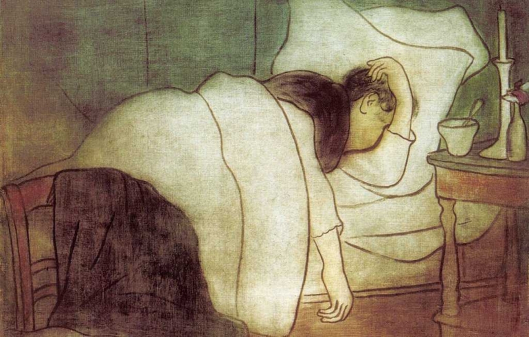 Lady In Bed. Artwork of Jozsef Rippl-Ronai (1891). Oil on canvas. | the-athenaeum.org
