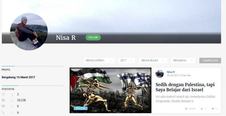 Capture halaman profil Nisa