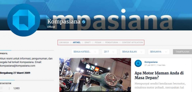 Laman profil Kompasiana | Dokumen Kompasiana