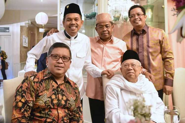 Dedi Mulyadi bersama Ketua MUI Ma'ruf Amin, Sekjen PDIP Hasto Kristiyanto di kediaman Sekjen Partai Golkar Idrus Marhan. Foto : KOMPAS.com/IRWAN NUGRAHA