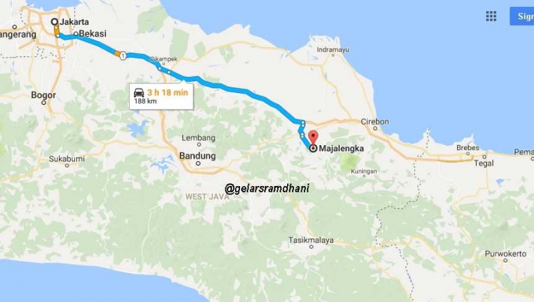 Letak Kabupaten Majalengka (sumber gambar google map, capture: @gelarsramdhani)