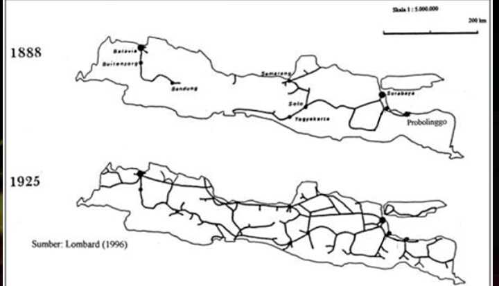 Rute jalur kereta api di Pulau Jawa (Lombard:1996)
