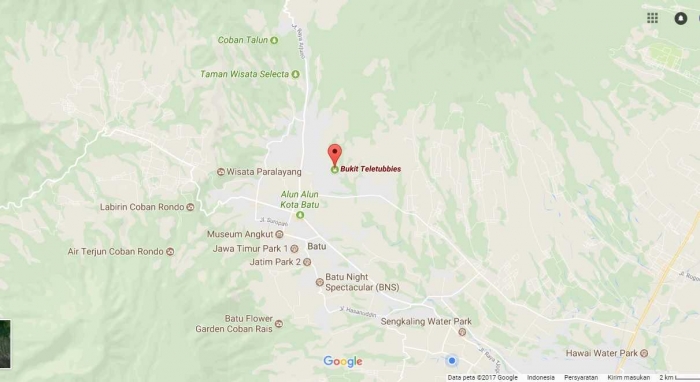 Peta Bukit Teletubis, kota Batu (googlemap)