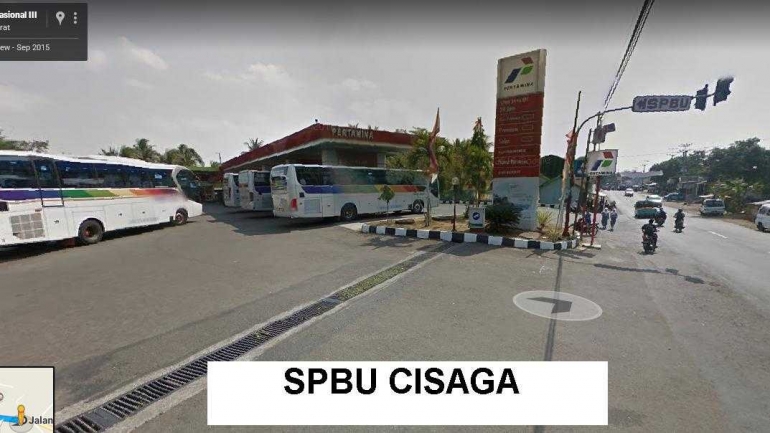 SPBU Cisaga (sumber gambar: Google Maps dimodifikasi penulis)