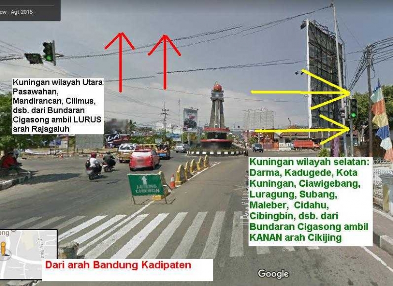 Bundaran Cigasong (sumber gambar: Google Maps, dimodifikasi penulis)