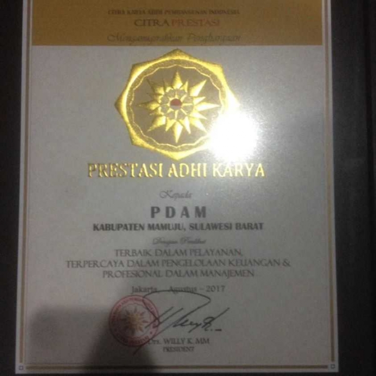 Prestasi Adhi Karya untuk PDAM Tirta Manakarra Mamuju ( Foto Muhammad Nur OKT )