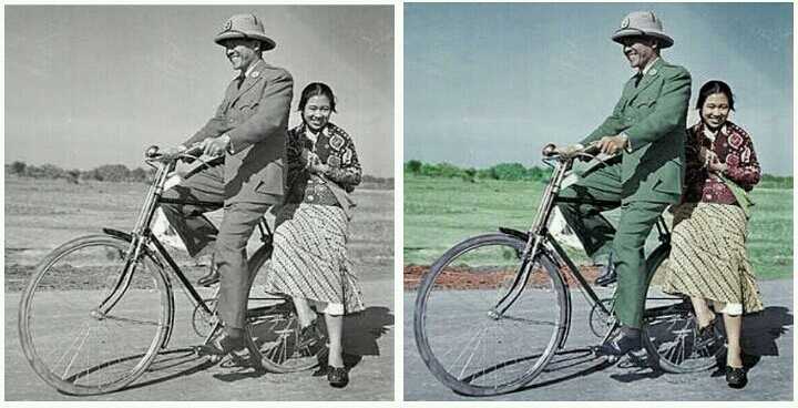 Keromantisan Tempo Doeloe, potret Bung Karno dan Ibu Fatmawati Soekarno Putri (source:http://www.instagram.com/tukangpulas)