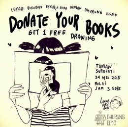 Lemari Buku-Buku Untuk Dhurung Elmo, sebuah taman baca yang ada di Pulau Bawean, Kabupaten Gresik, Jawa Timur.