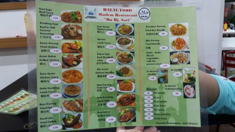 Menu warung Bu Sari, Kaohsiung, Taiwan (koleksi pribadi)