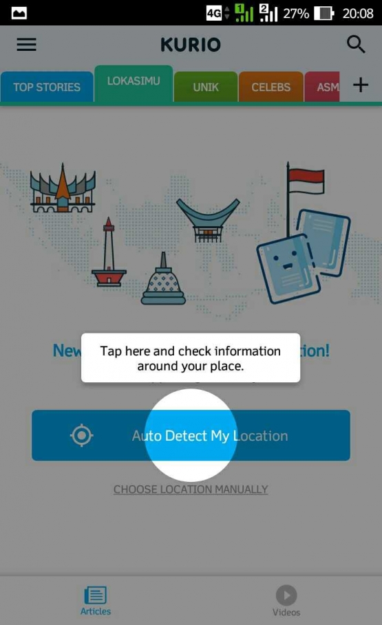 Kurio akan mendeteksi lokasi secara otomatis (Dokumentasi Pribadi)