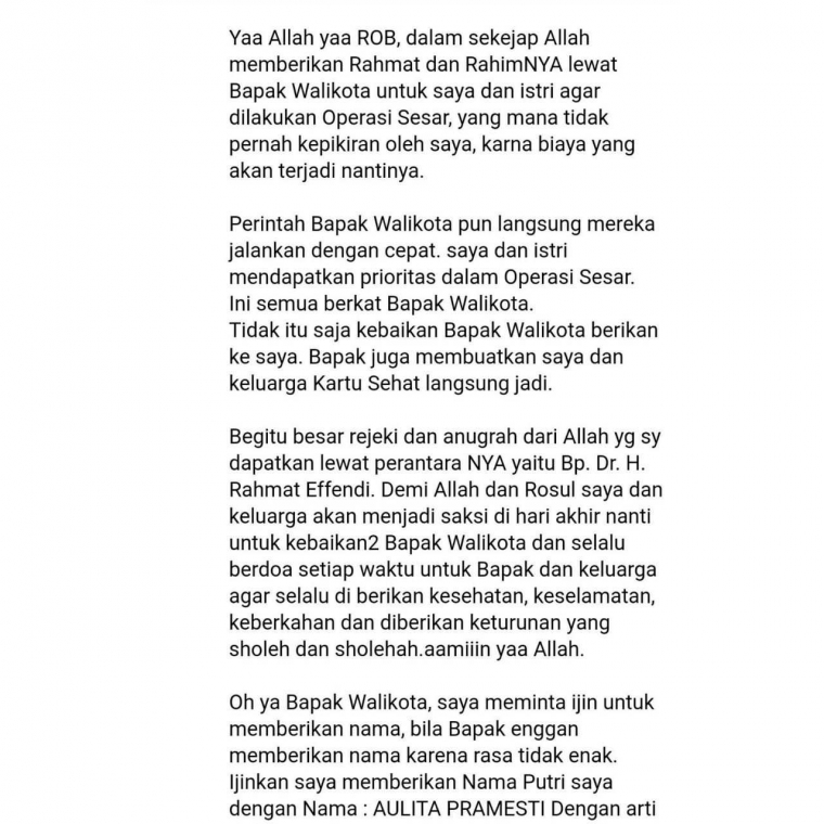 Surat Untuk Wali Kota Bekasi Dr Rahmat Effendi Kompasiana Com