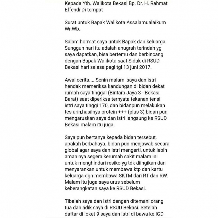 Surat Untuk Wali Kota Bekasi Dr Rahmat Effendi Kompasiana Com
